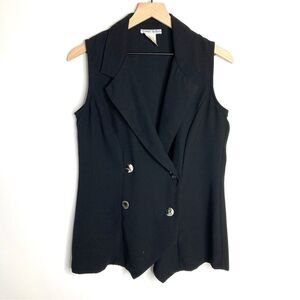 Vintage David Hollis Black Vest Size 10 Double Breasted Button Up Y2K 90s